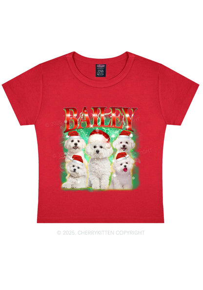 Custom Christmas Puppy Y2K Baby Tee Cherrykitten
