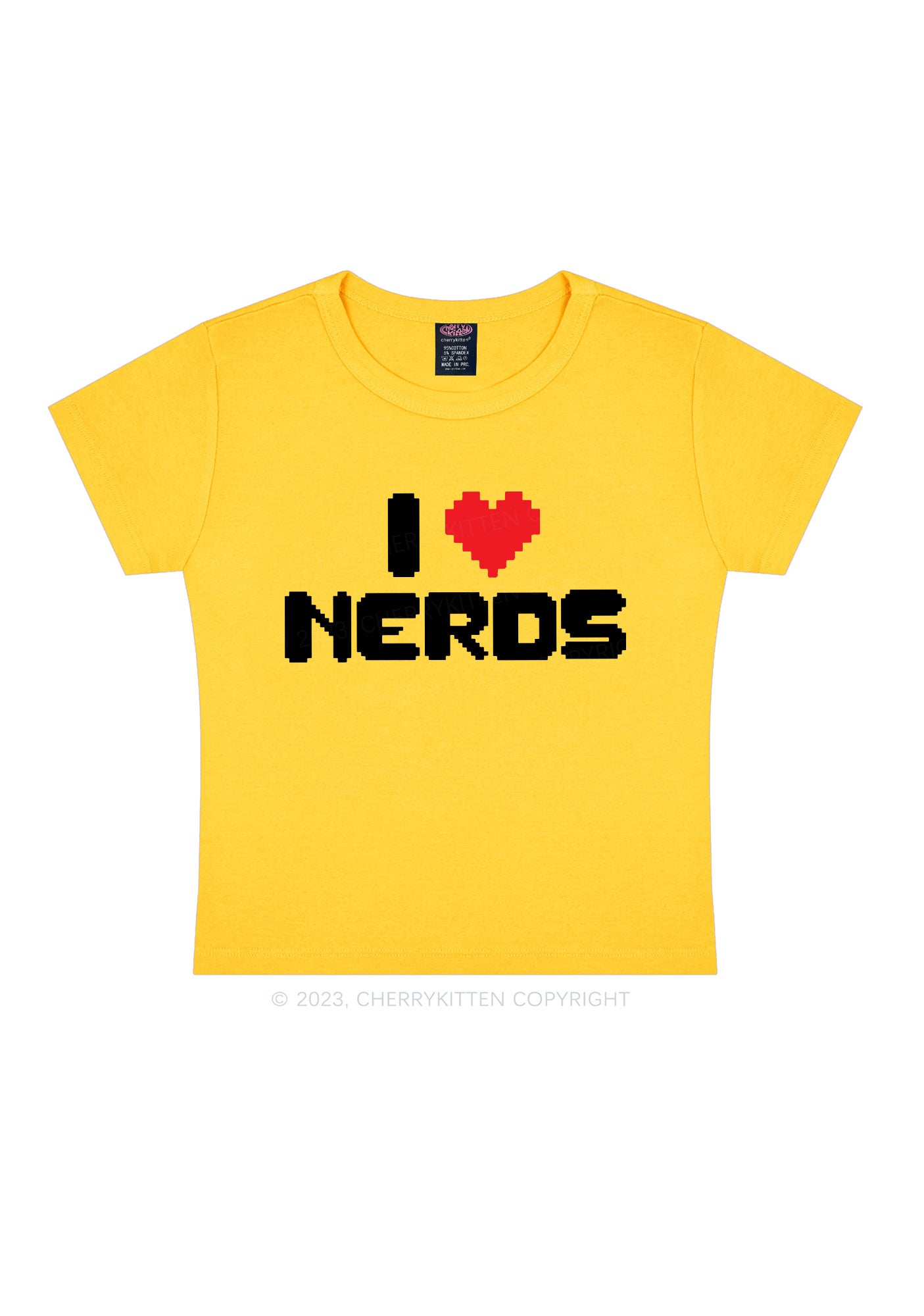 Pixel I Love Nerds Y2K Baby Tee Cherrykitten