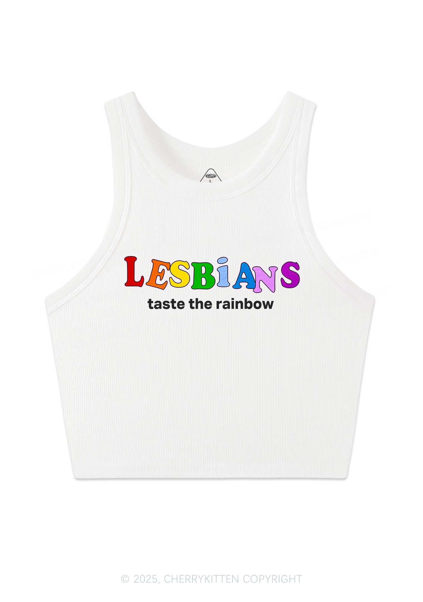 Lesbians Taste The Rainbow Y2K Crop Tank Top Cherrykitten