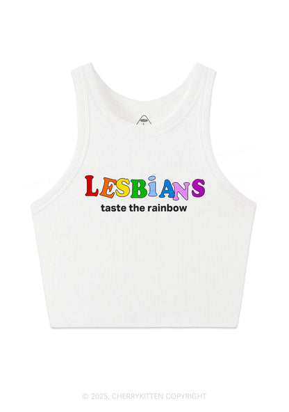 Lesbians Taste The Rainbow Y2K Crop Tank Top Cherrykitten