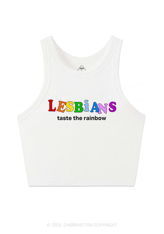 Lesbians Taste The Rainbow Y2K Crop Tank Top Cherrykitten