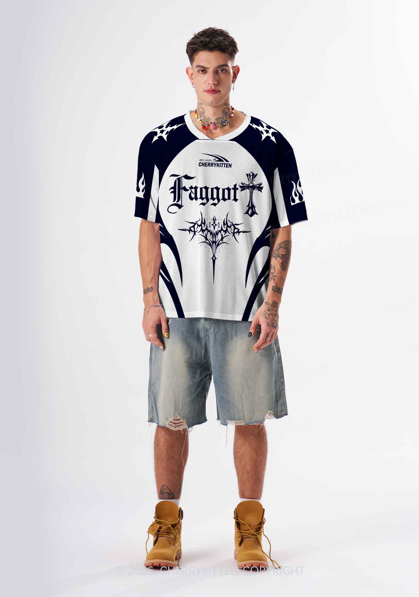Gothic Cross Faggot Pride Y2K Sport Jersey Shirts Cherrykitten