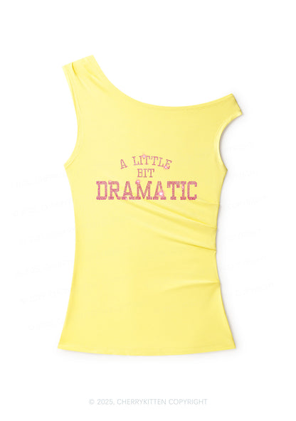 Rhinestone A Little Bit Dramatic Y2K Off Shoulder Tank Top Cherrykitten