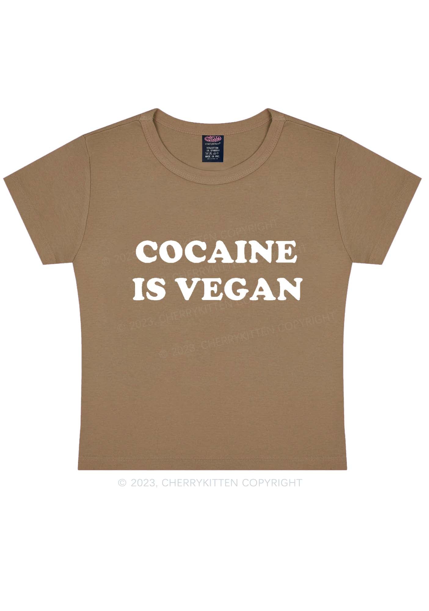 Cola Is Vegan Y2K Baby Tee Cherrykitten