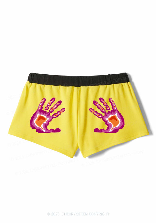 Lesbian Thermal Hands Pride Y2K Drawstring Mini Shorts Cherrykitten