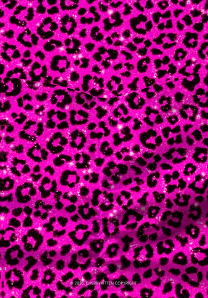 Hot Pink Leopard Y2K Print Gym Shorts Cherrykitten