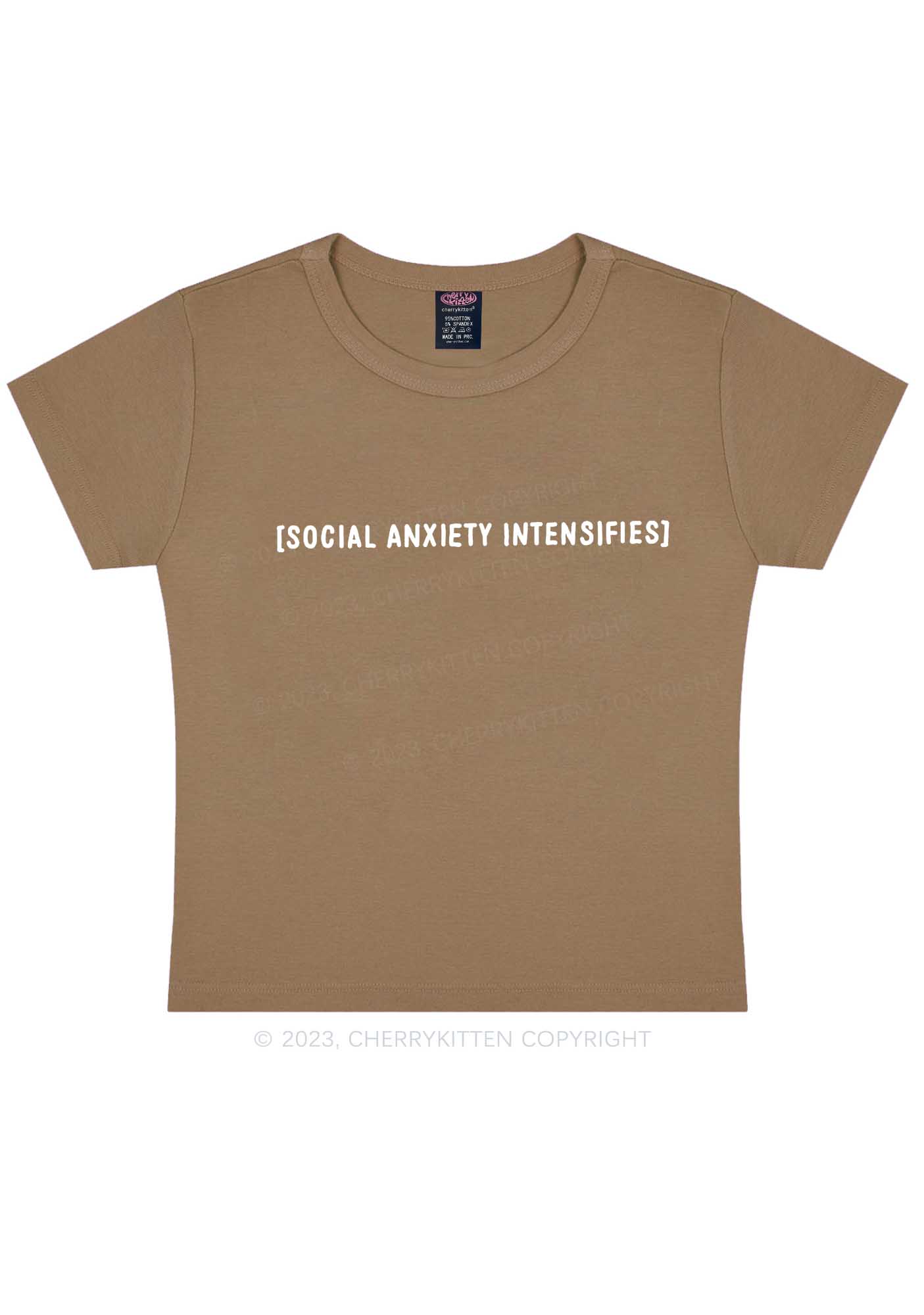 Social Anxiety Intensifies Y2K Baby Tee Cherrykitten