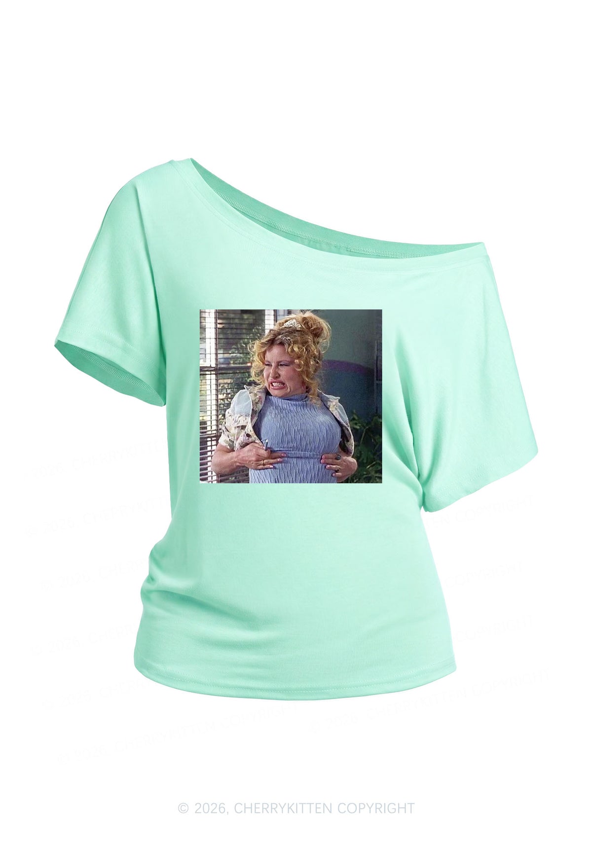 Huge Bxxb Blonde Y2K Off Shoulder Tee Cherrykitten