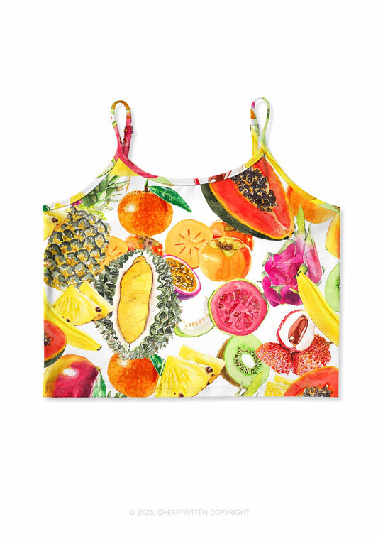 Tropical Fruit Pride Y2K Print Cami Crop Top Cherrykitten
