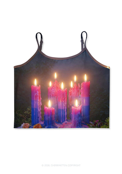 Bisexual Melting Candles Pride Y2K Print Cami Crop Top Cherrykitten