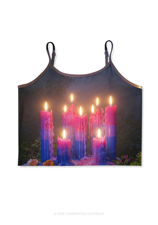 Bisexual Melting Candles Pride Y2K Print Cami Crop Top Cherrykitten