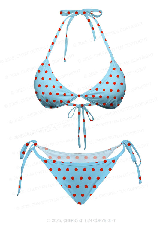 Blue And Red Dots Y2K Print Bikini Set Cherrykitten