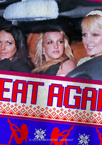 Make America Great Again Y2K Christmas Cardigan Knit Sweatshirt Cherrykitten