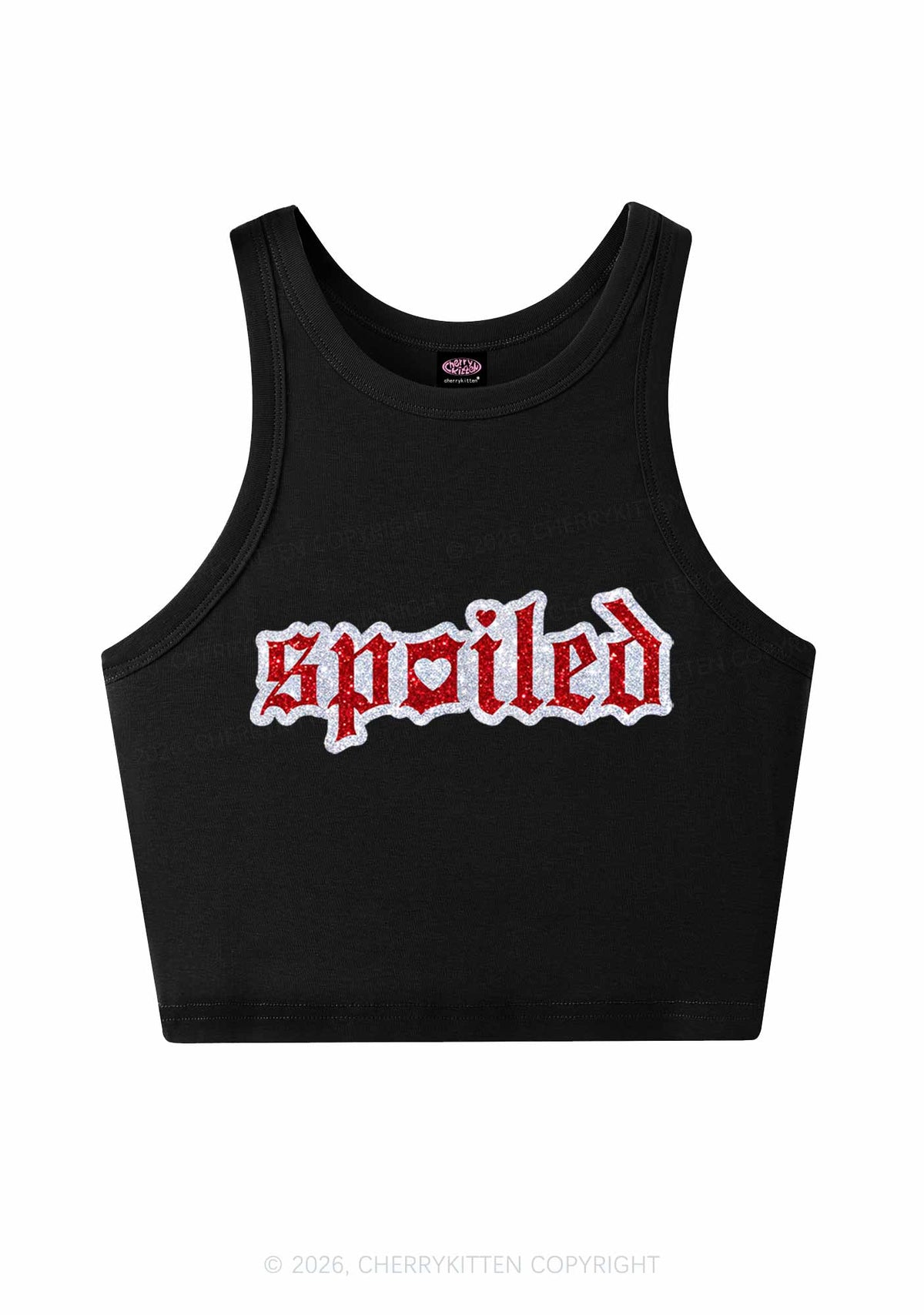 Glitter Stroke Spoiled Y2K Crop Tank Top Cherrykitten