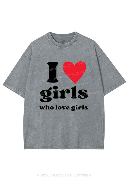 Girls Love Girls Pride Y2K Shirts Washed Tee Cherrykitten