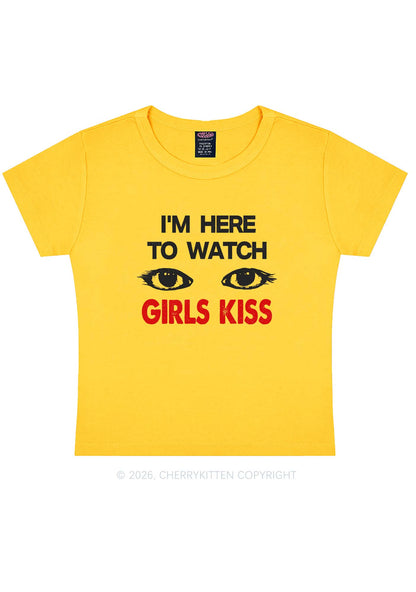 Im Here To Watch Girls Kiss Pride Y2K Baby Tee Cherrykitten