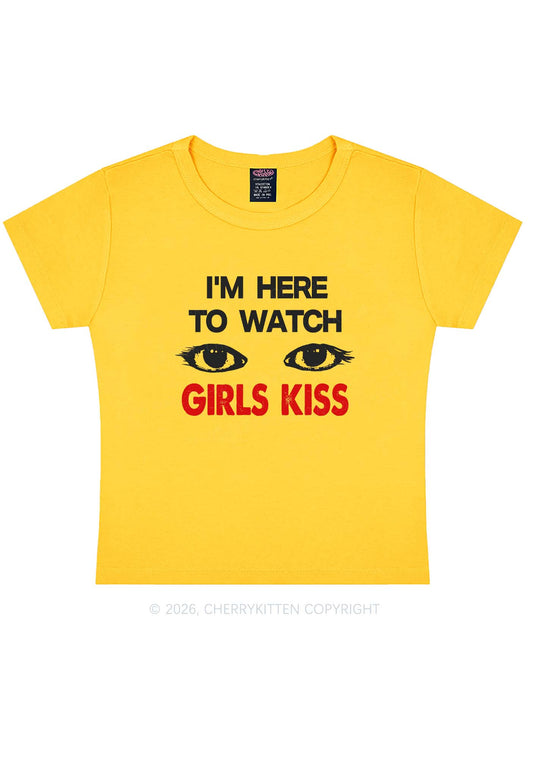 Im Here To Watch Girls Kiss Pride Y2K Baby Tee Cherrykitten