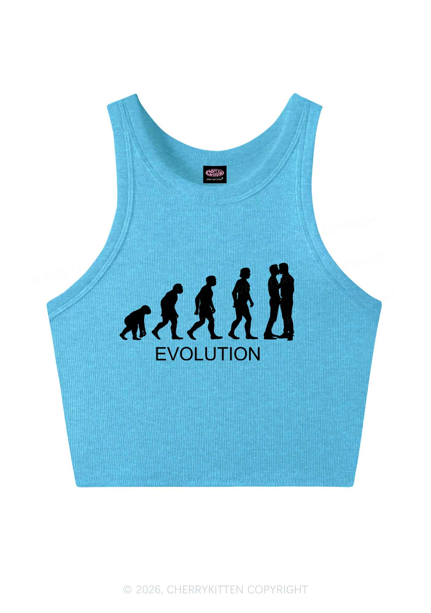 Gay Evolution Pride Y2K Crop Tank Top Cherrykitten