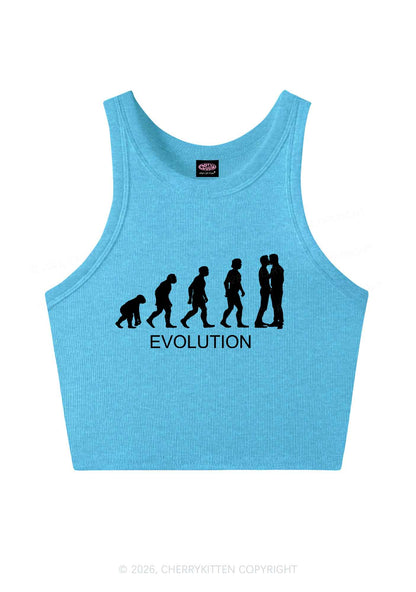 Gay Evolution Pride Y2K Crop Tank Top Cherrykitten