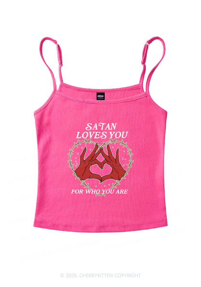 Satan Loves You Heart Halloween Y2K Spaghetti Strap Cami Cherrykitten