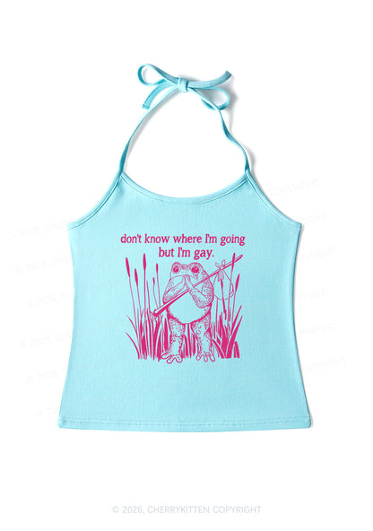 But I Am Gay Frog Pride Y2K Halter Neck Cami Cherrykitten