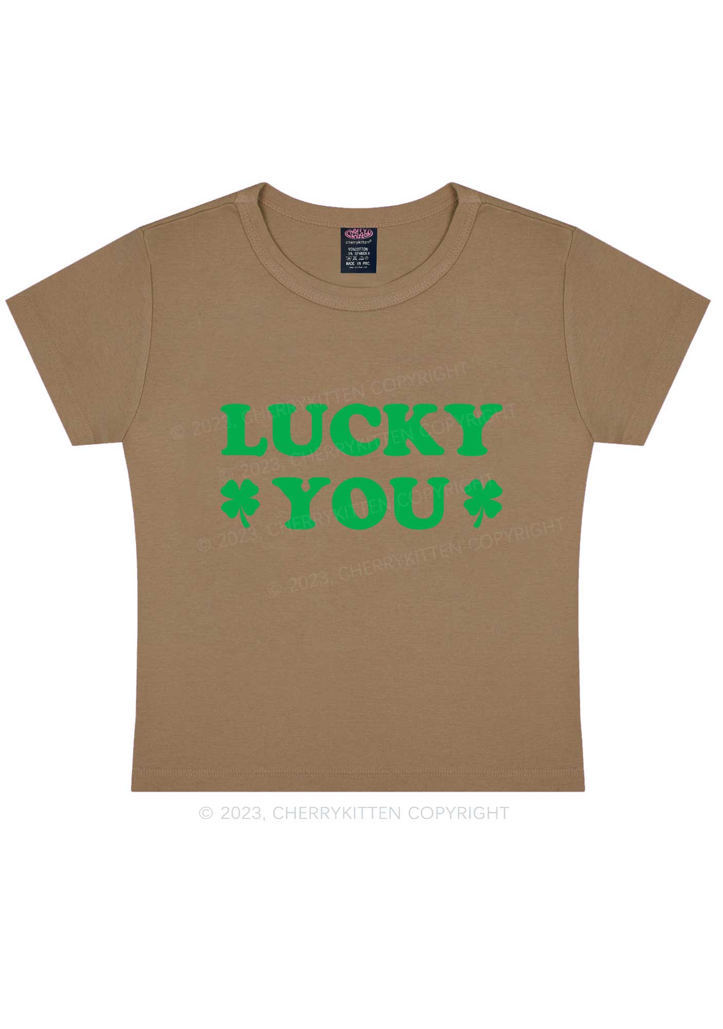 Lucky Green St Patricks Y2K Baby Tee Cherrykitten