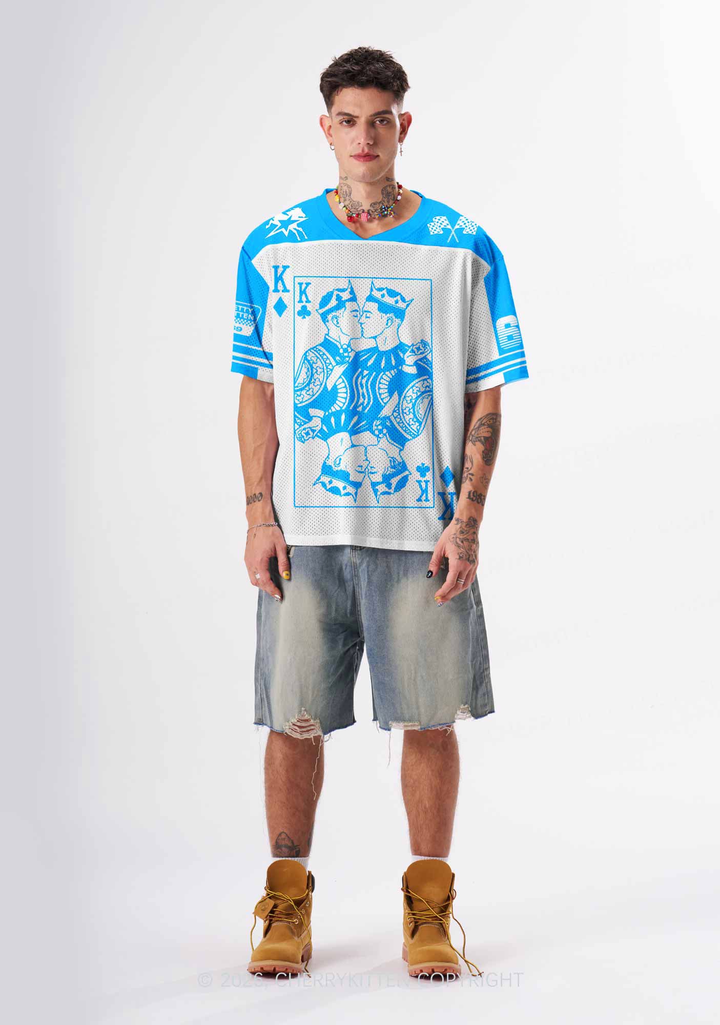 Blue Gay King Pride Y2K Sport Jersey Shirts Cherrykitten
