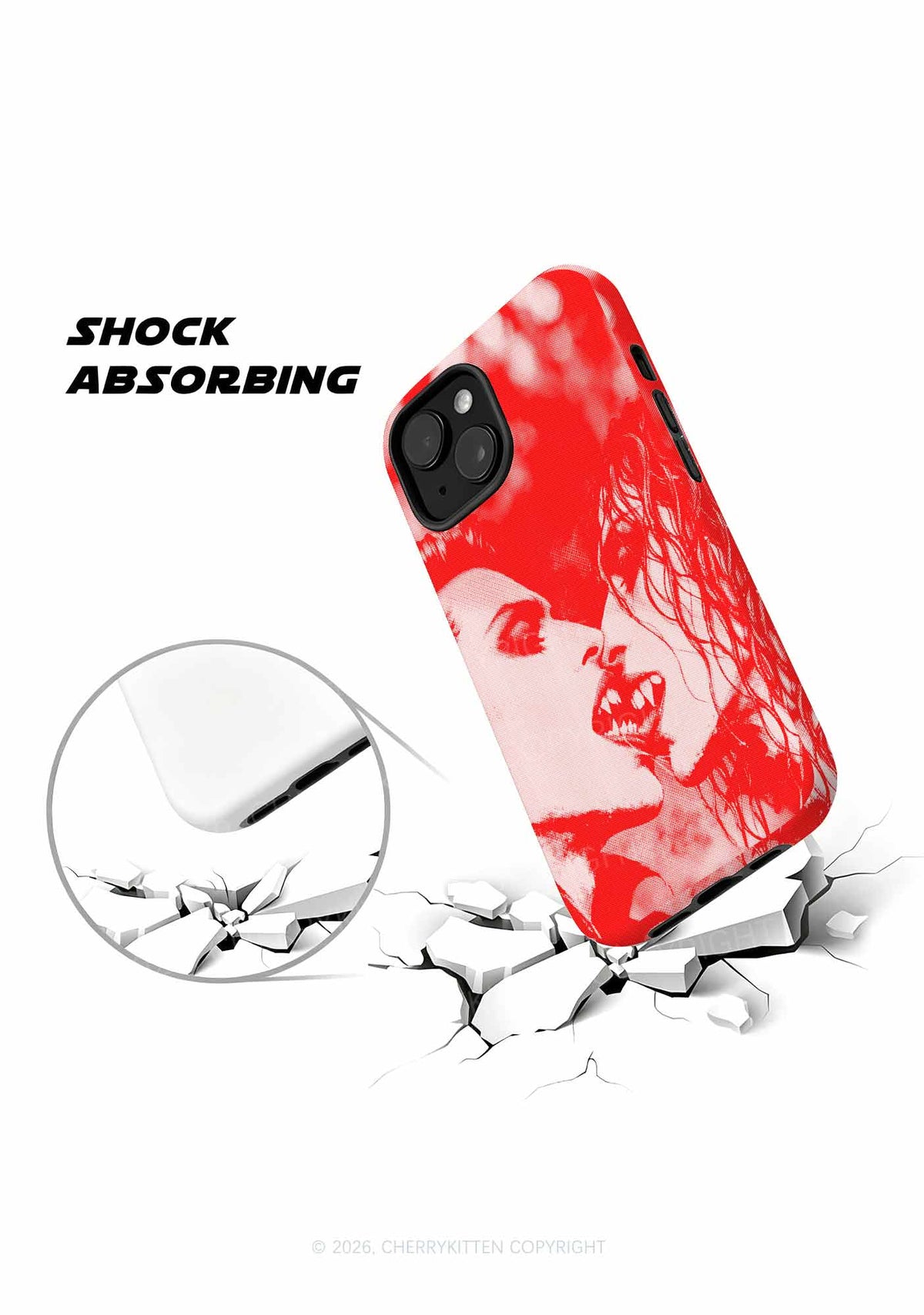 Halloween Red Pixels Vampire Couple Y2K Phone Case Cherrykitten