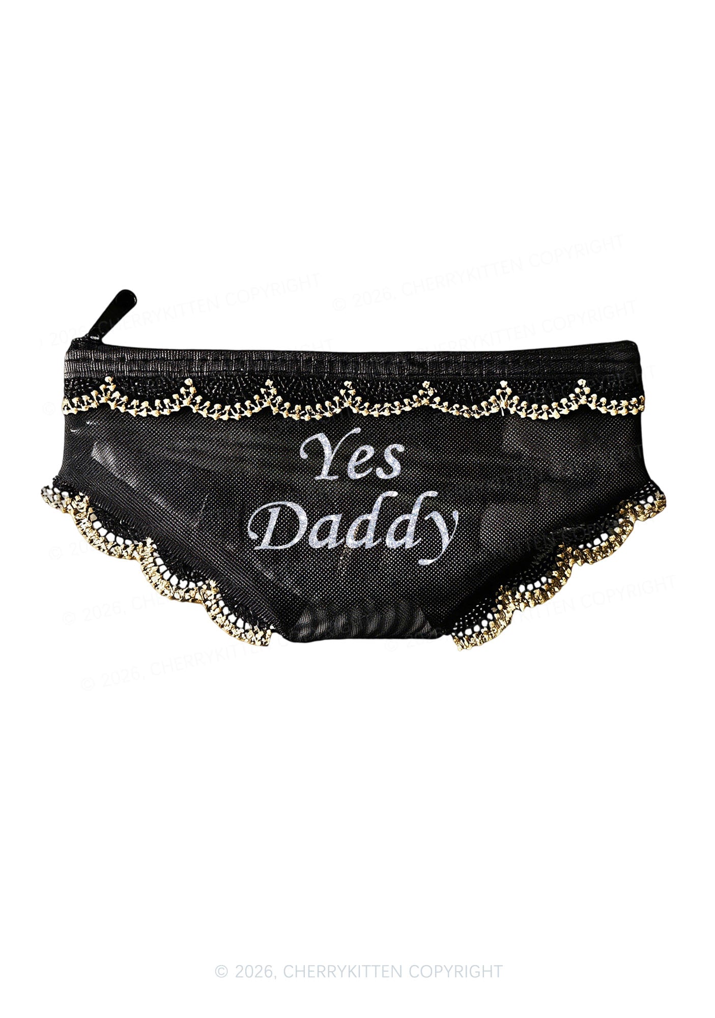 Glitter Yes Daddy Y2K Briefs Shape Cosmetic Pouch Cherrykitten
