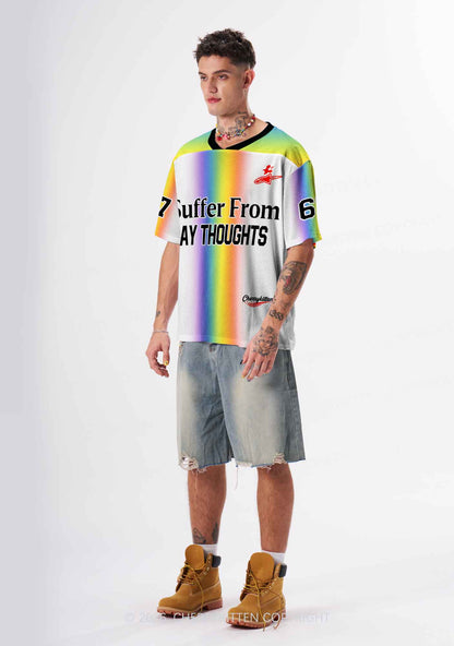 Rainbow Stripes Gay Thoughts Pride Y2K Sport Jersey Shirts Cherrykitten