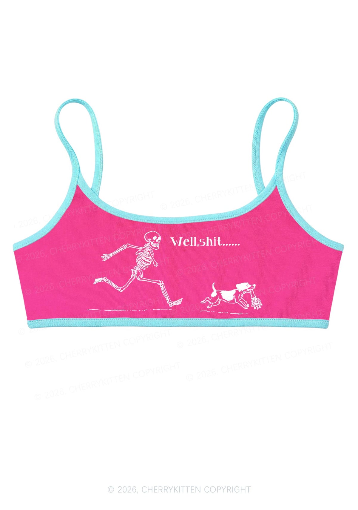 Halloween Skeleton Chase Dog Y2K Super Crop Cami Cherrykitten