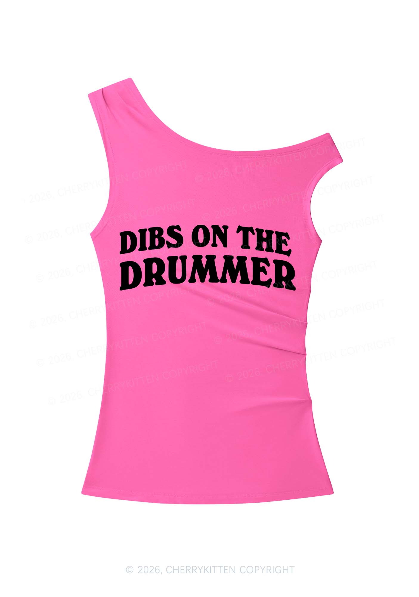 Dibs On The Drummer Y2K Off Shoulder Tank Top Cherrykitten