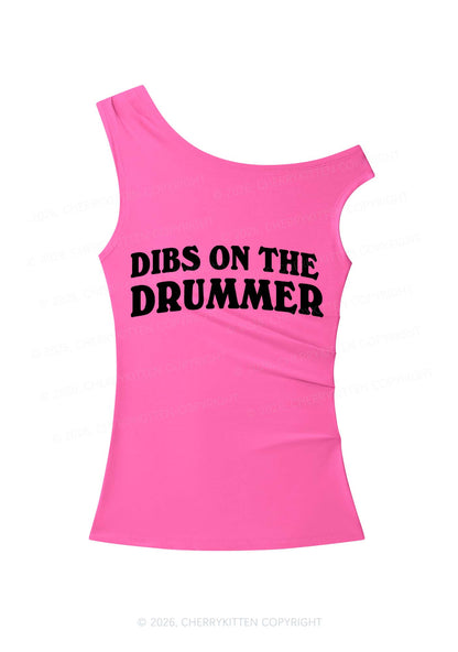 Dibs On The Drummer Y2K Off Shoulder Tank Top Cherrykitten