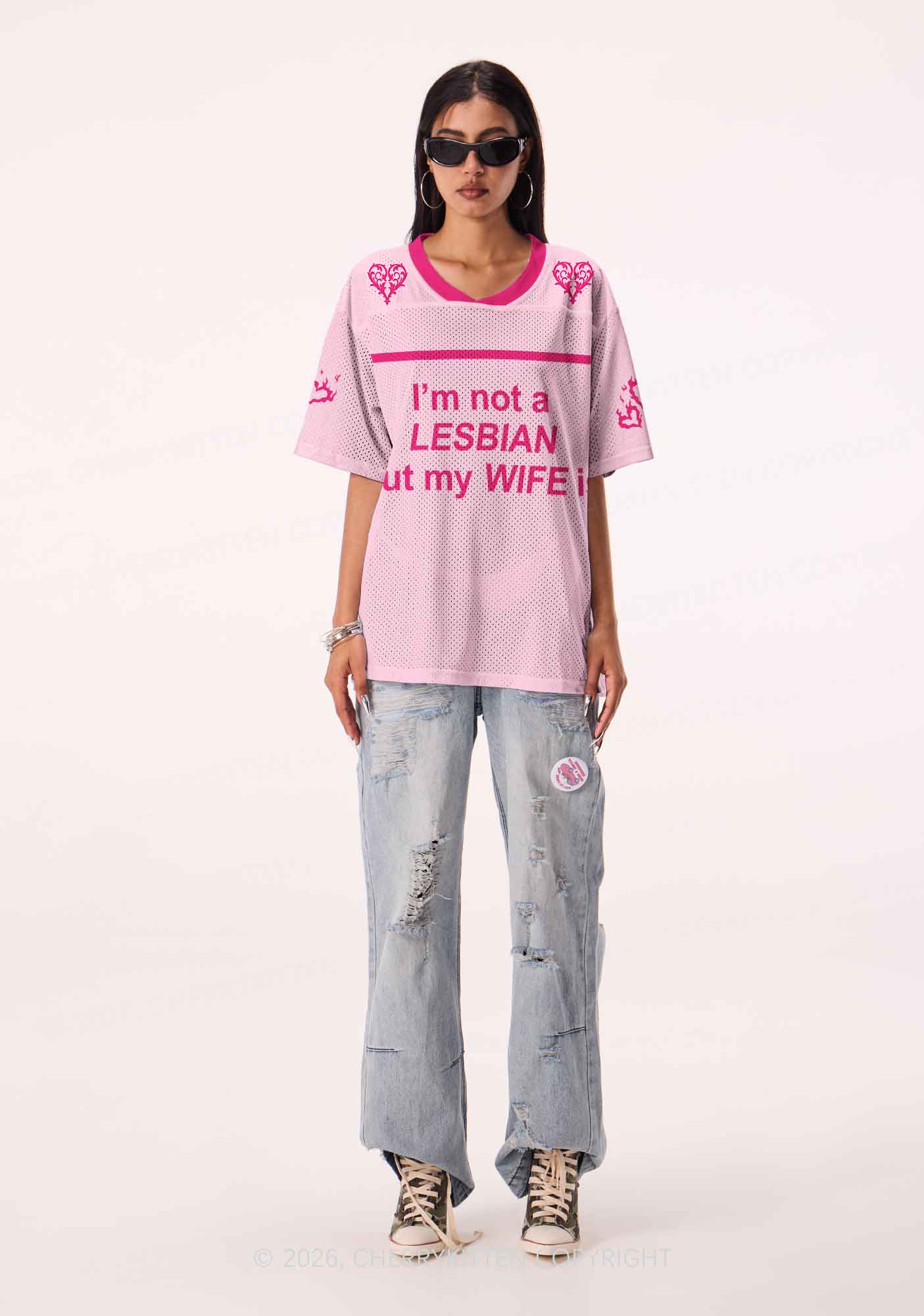 Im Not A Lesbian Pride Y2K Sport Jersey Shirts Cherrykitten