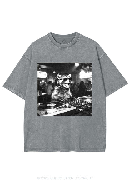 Vintage DJ Raccoon Y2K Shirts Washed Tee Cherrykitten