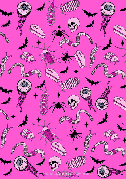 Halloween Goth Pink Party Y2K Print Cami Shorts Pajama Set Cherrykitten