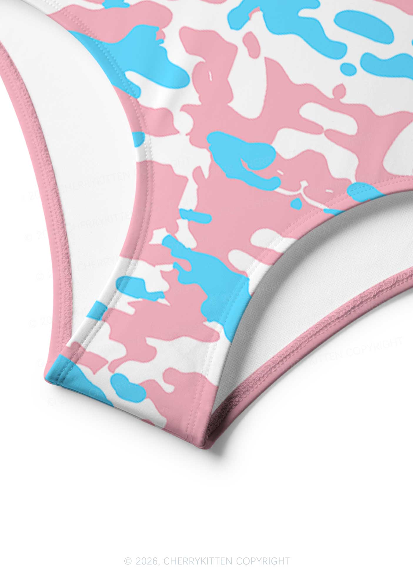 Trans Camouflage Pride Y2K Print Bikini Set Cherrykitten