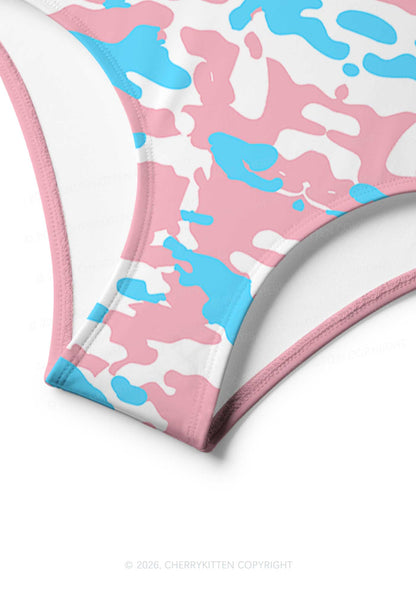 Trans Camouflage Pride Y2K Print Bikini Set Cherrykitten
