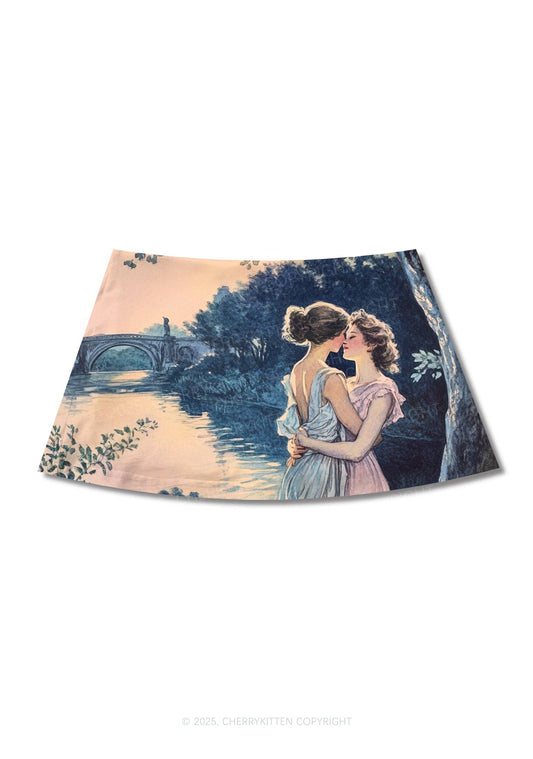 Best Friends Y2K Print Mini Skirt Cherrykitten