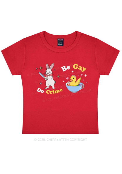 Be Gay Do Crime Pride Y2K Baby Tee Cherrykitten