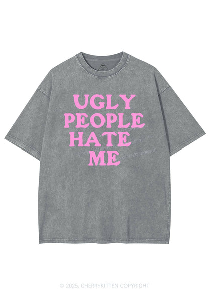 Ugly People Hate Me Y2K Shirts Washed Tee Cherrykitten