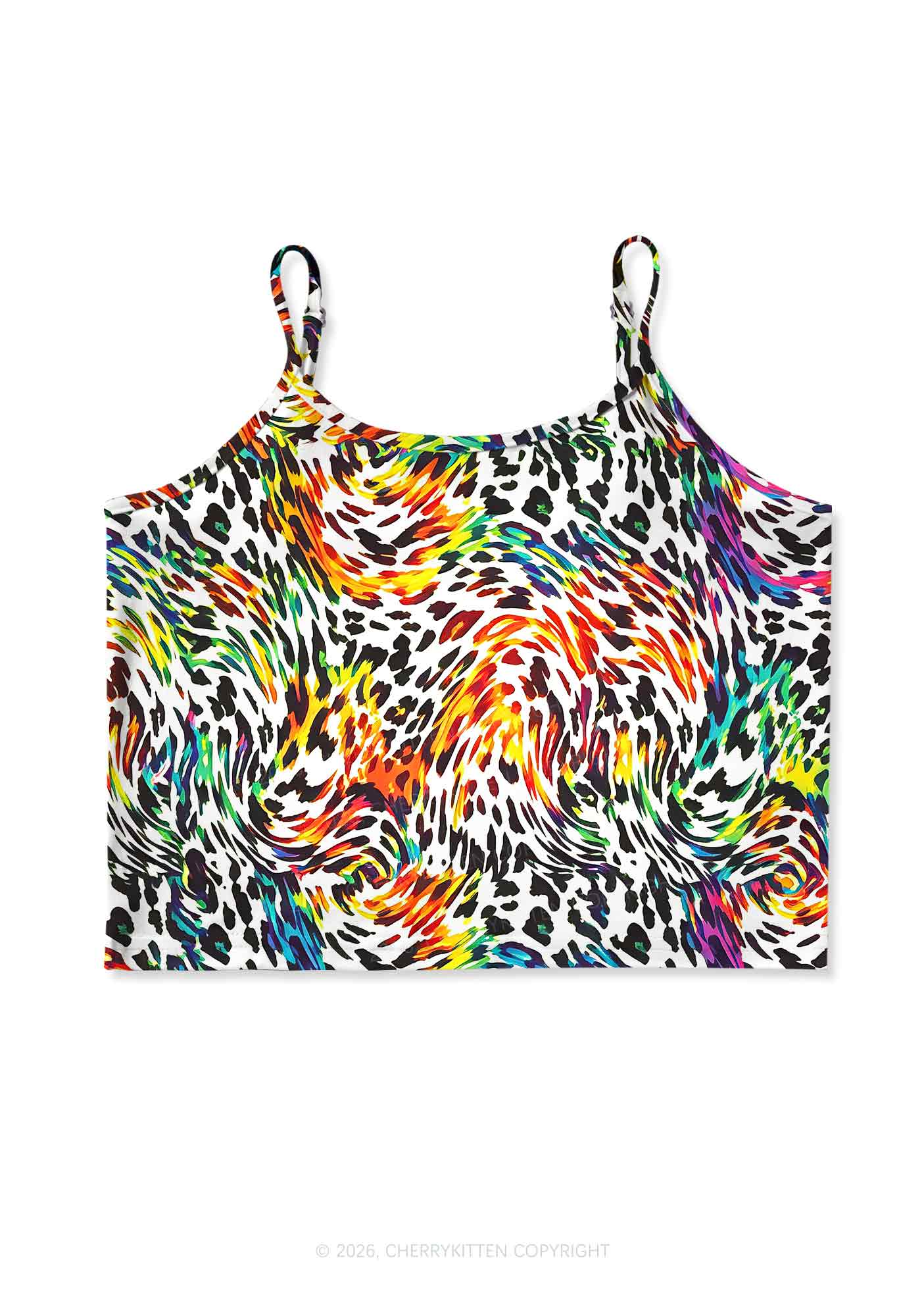 Rainbow Leopard Pride Y2K Print Cami Crop Top Cherrykitten