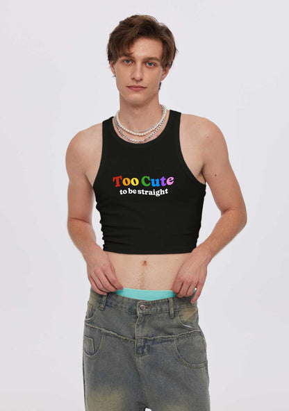 Too Cute To Be Straight Pride Y2K Crop Tank Top Cherrykitten