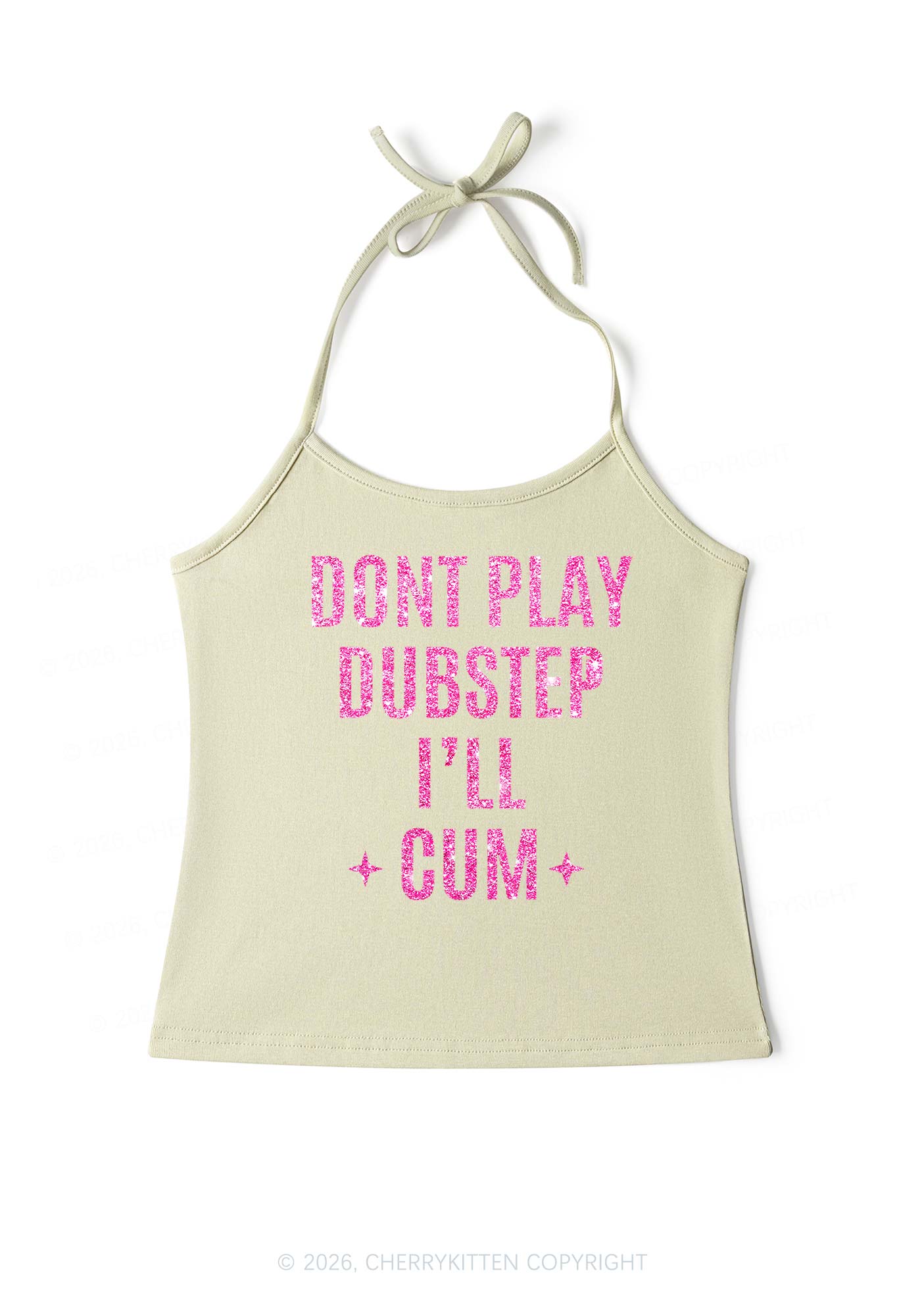 Glitter Dont Play Dubstep Y2K Halter Neck Cami Cherrykitten
