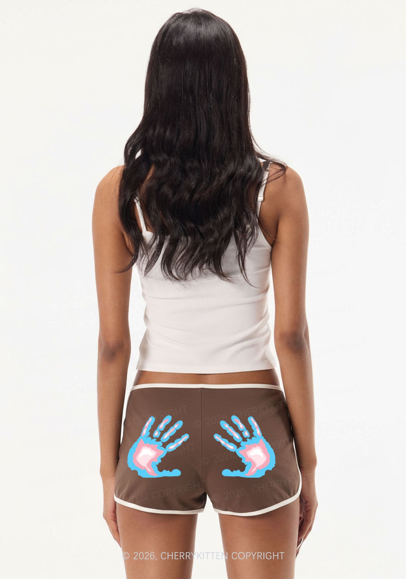 Trans Thermal Hands Pride Y2K Booty Shorts Cherrykitten