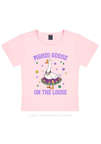 Mardi Gras Goose Y2K Baby Tee Cherrykitten