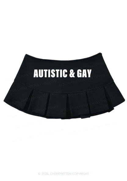 Autistic Gay Pride Y2K Mini Pleated Skirts Cherrykitten