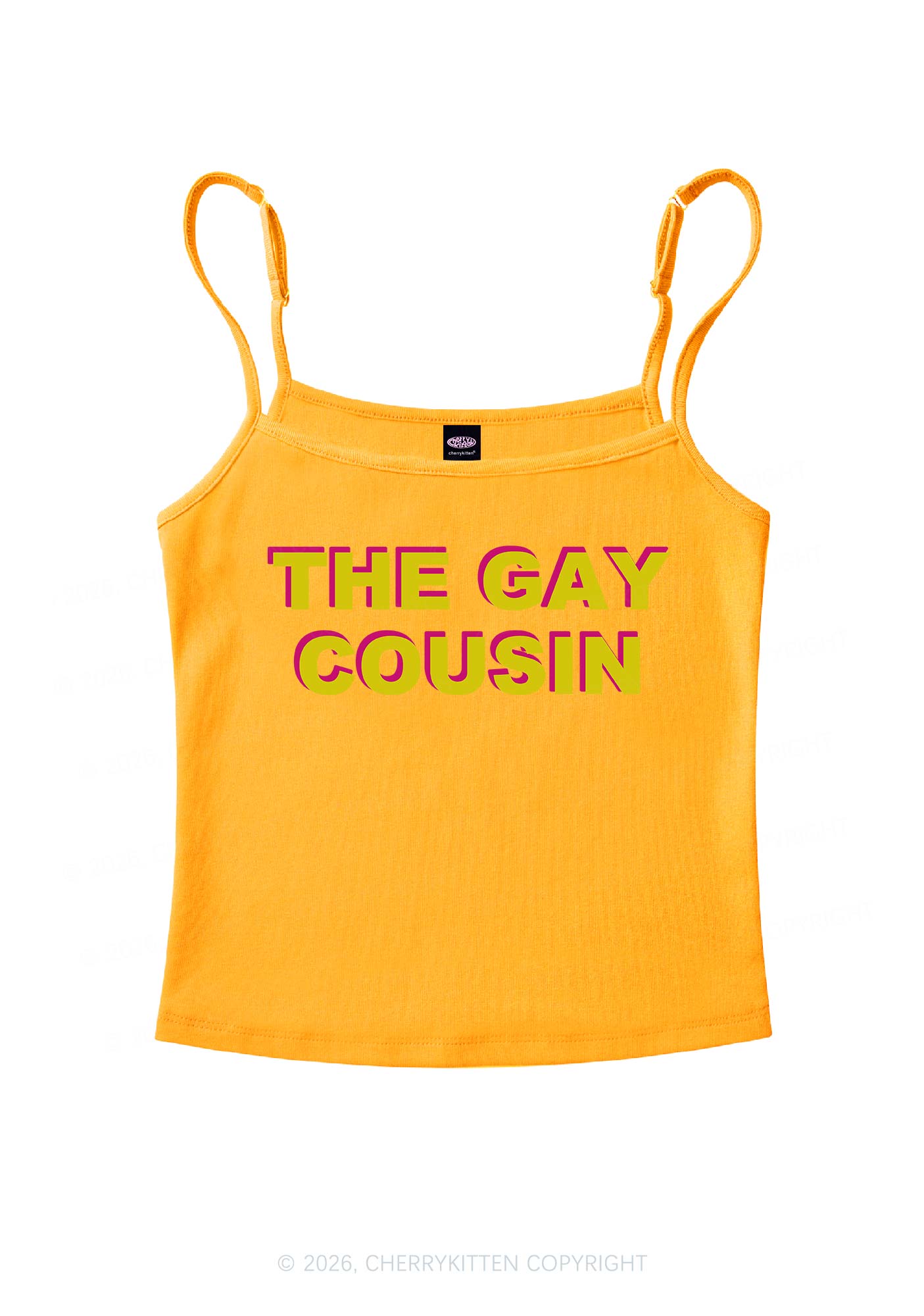 The Gay Cousin Pride Y2K Spaghetti Strap Cami Cherrykitten