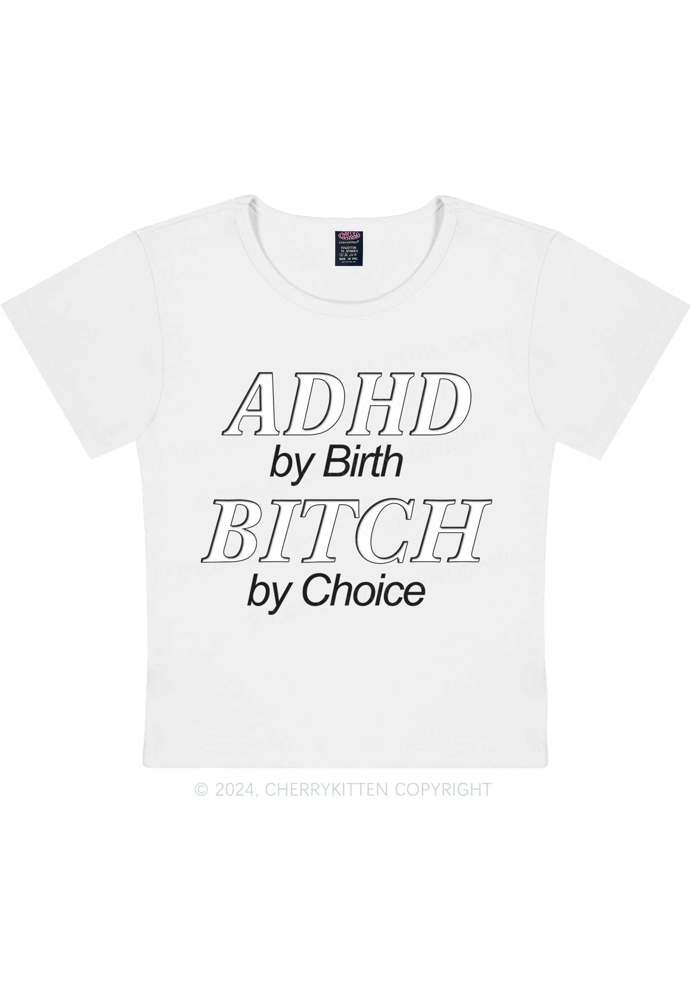 ADHD Bxxch Y2K Baby Tee Cherrykitten