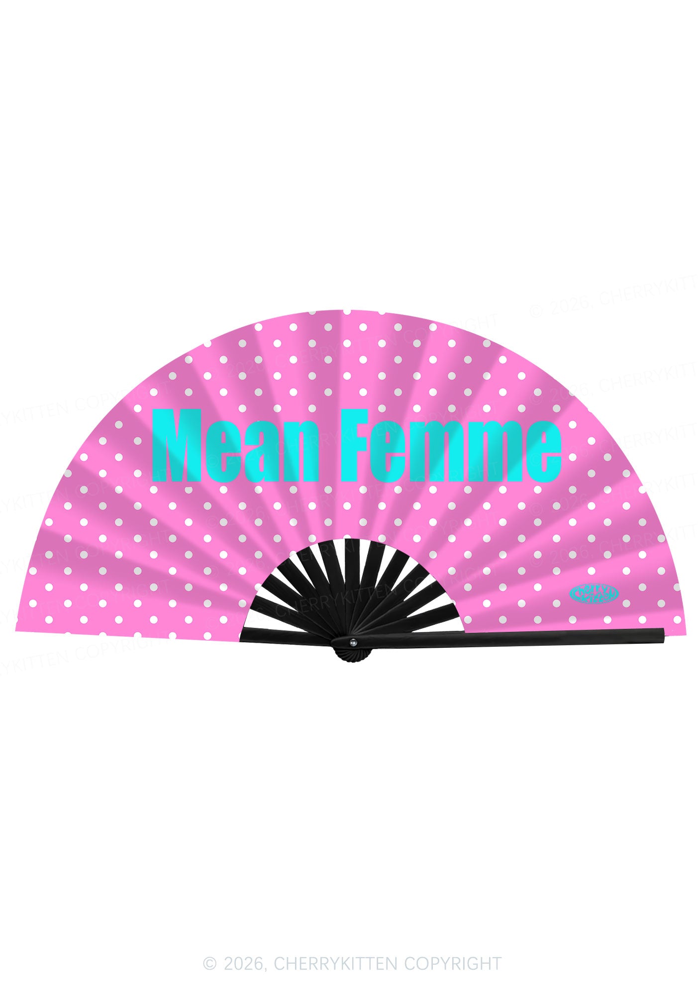 Mean Femme Dots Pride Y2K Rave Hand Fan Cherrykitten